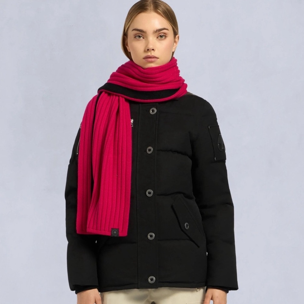 Moose Knuckles Black and Pink Scarf Wrap